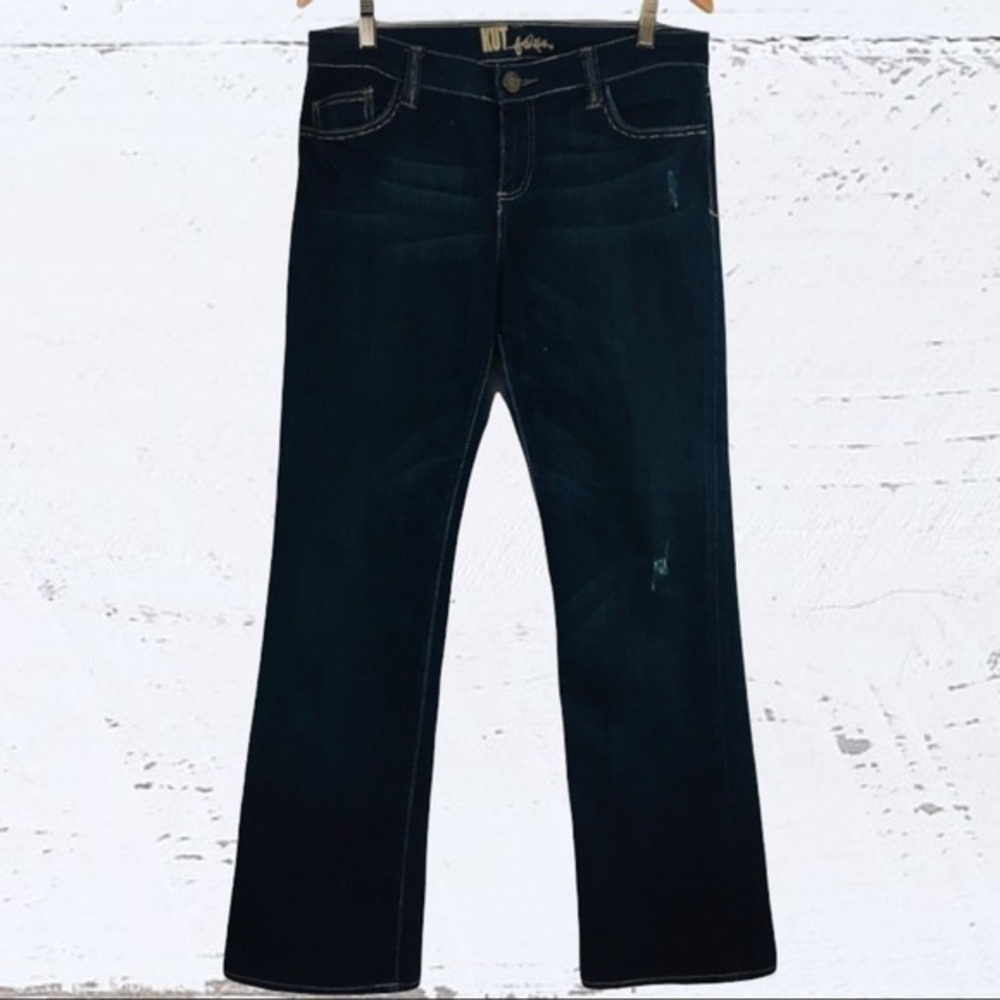 Kut From The Kloth Embroidered Distressed Bootcut Stretch Jeans